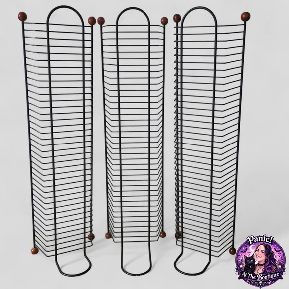 Other - Vintage DVD Video Game Rack Tower Set 3 Metal Wire Wood Ball Storage Organizer